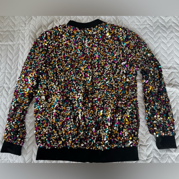 Emery Rose Multicolor Sequin Festival Glam Rocker Jacket medium - Picture 6 of 10